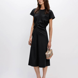 เดรสทรงเอผ้าฝ้ายสำหรับผู้หญิง แขนสั้น เอวจีบ ระบายอากาศได้ดี เป็นมิตรกับสิ่งแวดล้อม เหมาะสำหรับใส่ทุกวัน - Product Image 3