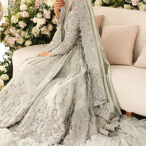 Vestido de Novia Bordado Largo hasta el Suelo al por Mayor para Mujer, Estilo Indio Pakistaní, Patrón Sólido, para Ocasiones Formales, Boutique de Bodas - Product Image 5