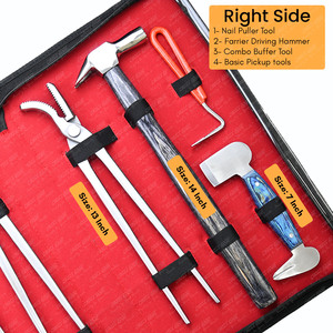 Custom Farrier Tools Kit German Steel Hoof Nipper Nail Clincher, Clench Cutter, Driving <b>Hammer</b> Blue Large <b>Loop</b> Knife Hook - Product Image 3