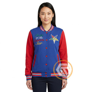 Customized Eastern <b>Star</b> Cotton Fleece Varsity <b>Jacket</b> Women Embroidered Breathable Quick Dry Greek Apparel Plus Size Autumn - Product Image 3