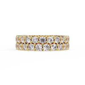 Bagues d'éternité doubles rangées en diamants de laboratoire ronds, en or jaune 14 carats, alliances de mariage, bagues d'anniversaire, bijoux personnalisés, vente en gros - Product Image 4