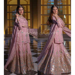 วาลัมแฟชั่นชุดสูทปาร์ตี้สำหรับผู้หญิงสวยสีม่วงและชุดเสื้อและ Sharara กับ Dupatta แฟนซี - Product Image 2