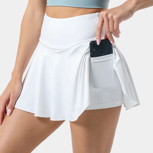 Minifalda de tenis con bolsillos personalizados, falda deportiva de algodón para tenis y golf, falda de tenis para mujer, color gris - Product Image 4