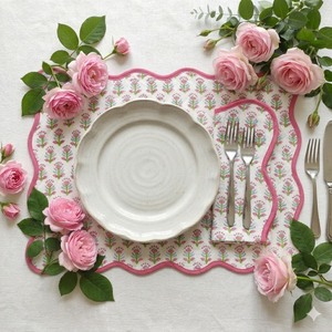 Table <b>Linens</b> scalloped edge <b>placemat</b> cotton piping <b>placemats</b> wave edge <b>placemat</b> personalized <b>placemat</b> holiday <b>placemats</b> - Product Image 2