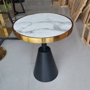 Contemporary Design End <b>Table</b> Luxury Furniture <b>Marble</b> <b>Top</b> Round <b>Side</b> <b>Table</b> for Living Room, Hotel, Office Black <b>Tables</b> - Product Image 5