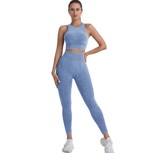 Soutien-gorge de sport de maintien sans couture, Leggings courts sculptants à effet froncé au dos, Tenue de course et de yoga respirante et légère - XL Uni - Product Image 1