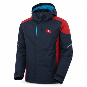 Chaqueta Acolchada Impermeable de Secado Rápido con Capucha para Hombre, con Ribete Rojo y Azul, Cremallera Completa, Aislada, para Invierno y Uso Urbano - Product Image 5