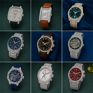 Montre pour homme argentée avec cadran serti de pierres étincelantes, affichage de la date, montre de luxe tendance pour les occasions festives - Product Image 4