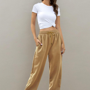 New Style Custom Made Japan Style Fleece 100% Polyester Wide Leg Loose Fit Drawstring Closure <b>Women</b> <b>Trouser</b> Professionally - Product Image 5