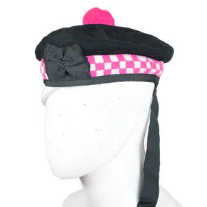 Bonnet Balmoral Rose Vif en Laine Classique Écossaise de Haute Qualité, Tissu Personnalisé - Product Image 4
