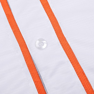 Camiseta de béisbol blanca para niños, manga corta, con botones en la parte delantera, ribete naranja, ropa deportiva de poliéster transpirable, ropa para niños - Product Image 5