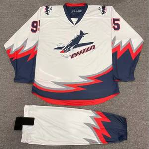 Ensemble uniforme personnalisé de pantalon et maillot de hockey sur glace |   Personnalisé par sublimation, 100% polyester |   Vêtements de sport pour hockey sur glace pour équipes professionnelles - Product Image 3