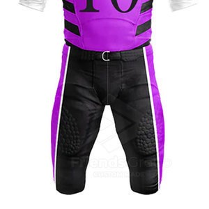 Ensemble d'uniformes de football américain pour hommes, nom d'équipe personnalisé, imprimé par transfert thermique, tissu 100% polyester, durable, respirant, col en V - Product Image 5