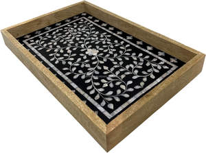 Bandeja Rectangular decorativa para servir nácar, mesa de centro, bandeja de madera, platos decorativos de lujo para restaurante y hogar - Product Image 4