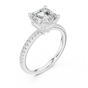 GRA Certified Asscher Cut Lab Grown Created Diamond <b>Ring</b> Stunning Engagement Paved Band <b>Ring</b> <b>Crafted</b> From Solid 14k White Gold - Product Image 5