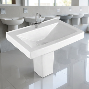 European <b>Wall</b> Mount Ceramic Wash Basin Half Pedestal Lavabo Sink And Stand For Bathroom Home Kitchen Use - Product Image 1