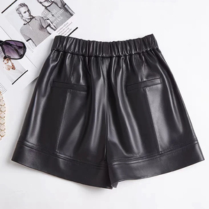 Shorts de Piel de Cordero Genuina para Mujer, Cintura Alta, Corte Regular - Product Image 2