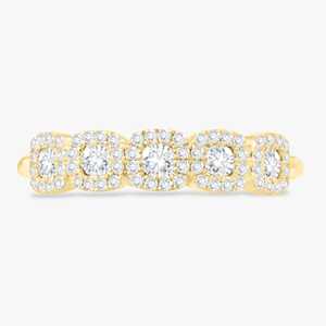 Bagues de mariage demi-éternité en or massif 14K, serties halo de diamants de laboratoire ronds, solitaires spectaculaires, bijoux uniques, prix d'usine B2B - Product Image 1
