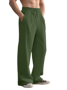 Pantalon décontracté homme printemps-automne, coupe droite ample, rayures verticales, taille mi-haute, jambe large - Product Image 3