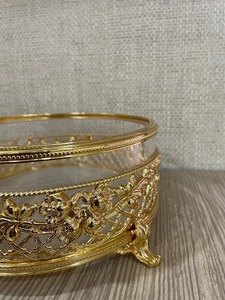 Bol décoratif en métal doré et verre de luxe avec support, idéal pour l'intérieur et les cadeaux, vente en gros depuis l'Inde - Product Image 6
