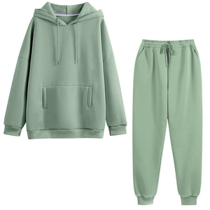 Unisex Hooded Tracksuit Full Sleeve Solid Color Casual Loose Fit Drawstring <b>Pants</b> Breathable Cotton Autumn Wear - Product Image 1