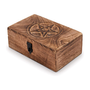 Caja de Almacenamiento de Madera Antigua Tallada a Mano, Diseño Personalizado, Caja de Madera de Mango Sólida para Decoración y Regalos Personalizados a Precio de Fábrica - Product Image 1