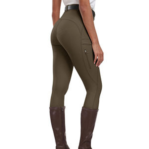 Pantalones de equitación de silicona de alta calidad para mujer con logotipo personalizado, leggings de cintura alta para montar a caballo, ropa personalizable. - Product Image 6