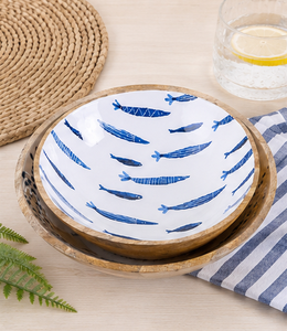 Juego de Tazones para Servir Hechos a Mano con Esmalte de Madera de Acacia, Diseño de Peces Azules, Ecológicos, para Uso en el Hogar y Fiestas - Product Image 4