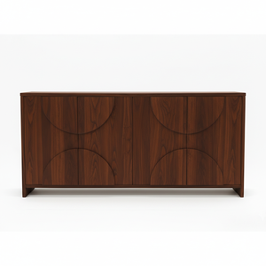 Aparador de Madera Moderno Semicircular con Panel de Media Luna, Mueble de Almacenamiento de Madera con Panel de Arco de 4 Puertas, Diseño de Arco Moderno - Product Image 1