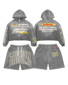 Conjunto de 2 Piezas con Capucha para Hombre, Estilo Urbano, de Algodón y Felpa, con Pantalones Cortos y Chaqueta con Cierre, Diseño Personalizado, Estilo Otoñal - Product Image 2
