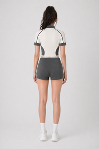 Conjunto Deportivo Personalizado para Mujer, Top Corto con Cierre y Pantalones Cortos, Ropa para Tenis y Yoga, Fabricante y Proveedor Mayorista OEM - Product Image 4