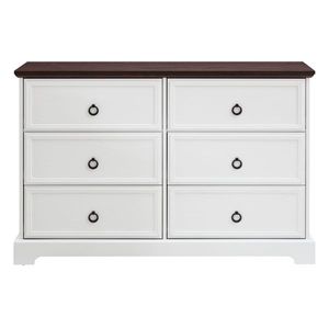 Modern Farmhouse 6-Drawer Chest of Drawers Wooden Bedroom Dresser with 6 Storage Drawers 6-Drawer Dresser for Bedroom - Product Image 1