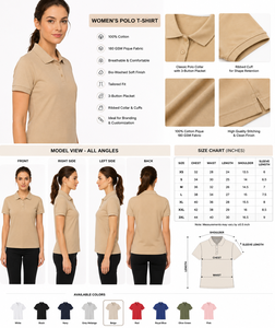 Premium <b>Women</b> Polo T-<b>Shirt</b> 100% Cotton 180 GSM <b>Khaki</b> Beige Bulk Wholesale Custom Logo Export Supplier - Product Image 2