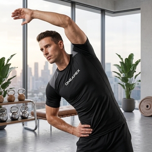 Men <b>Compression</b> T <b>Shirt</b> <b>Black</b> Gray Short Sleeve Athletic Gym Training Sportswear Custom Logo Fitness Running Workout <b>Shirt</b> - Product Image 5
