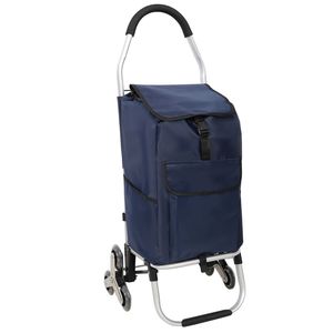 Carrello della spesa pieghevole e rimovibile in acciaio inossidabile nero con borsa impermeabile in tessuto Oxford e ruote per salire le scale - Product Image 1
