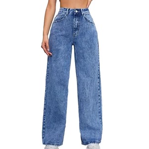 Jeans Cargo de Pierna Ancha con Múltiples Bolsillos Estilo Hip Hop, Cintura Media, Ajuste Regular, Vaqueros Holgados de Mezclilla para Mujer, con Agujeros Tejidos para Lavado - Product Image 2