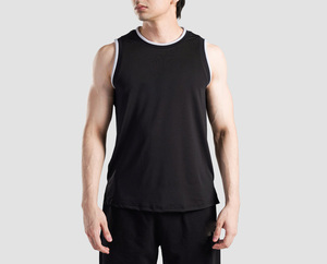 Camiseta sin mangas cómoda para hombre, de poliéster y algodón acanalado, para gimnasio, informal, de verano, para exportación. - Product Image 1