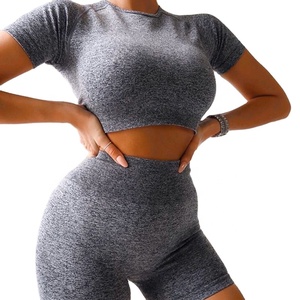 กางเกงขาสั้นสำหรับผู้หญิง,เสื้อครอปแขนแร็กแลนเซ็กซี่ขายร้อนขายสำหรับใส่เล่นกีฬาฟิตเนส - Product Image 1