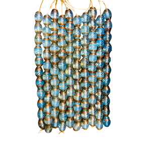 Perles ovales en verre soufflé de luxe, motif tourbillon turquoise |   Bracelets et colliers en perles de verre artisanales 13x18mm pour projets de bijoux DIY EXCEL - Product Image 1