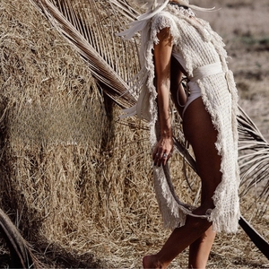 Chaleco Bohemio, Kaftán, Poncho para Festival, Chaqueta de Algodón Crudo, Túnica Bohemia, Talla Única, Cárdigan Hippie Gitano - Product Image 3