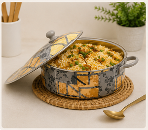 Luxury Floral Enamel Stainless Steel Insulated Hot <b>Pot</b> <b>Set</b> Double Wall Food Warmer Casserole Decorative Serving Dish for Ramadan - Product Image 2