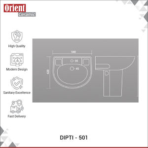 Vendeur en gros exportateur de lavabos demi-pieds en céramique blanche moderne de luxe, lavabo mural de haute qualité pour salle de bain - Product Image 3