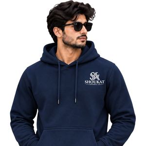Mens <b>Navy</b> Blue Pullover Hoodie Long Sleeve Casual Sweatshirt Custom Logo Streetwear Sportswear <b>Top</b> Shoukat Apparel Manufacturer - Product Image 1