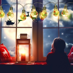 1Pc 13.78FT batteria con luce a stringa di Natale con 10 lampadine a LED aghi di pino fiocchi di neve bacche luci interne di natale - Product Image 4