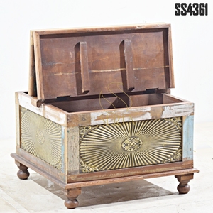 Solid <b>Wood</b> <b>Storage</b> <b>Trunk</b> Unique Indian Designer Furniture for Living Room Entry Hall Farmhouse-Latest Style Home & Hotels Use - Product Image 2