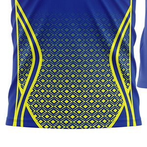 Maillot de tennis unisexe personnalisé sublimé, col rond, manches courtes, motif géométrique color block, anti-humidité, coupe classique - Product Image 4