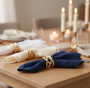 Anneaux de serviette en métal doré entrelacés, élégants pour la décoration de table de mariage, la maison et les dîners. - Product Image 3