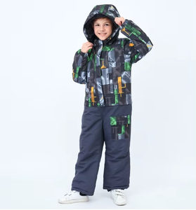 High Quality For Boys <b>Waterproof</b> Snow Ski <b>Suit</b> Hooded Jacket With Sublimation Print Polyester Material Warm Outdoor Wear <b>Suits</b> - Product Image 2