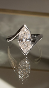 Marquise Cut Moissanite <b>Solitaire</b> <b>Ring</b> <b>silver</b> Setting Women's Engagement Band Classic Style - Product Image 1