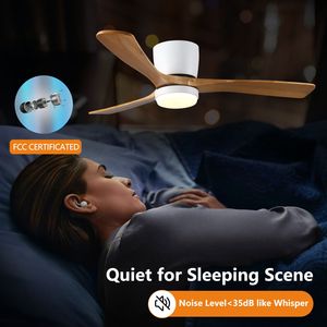 Ventilateur de plafond LED moderne en bois blanc de 52 pouces avec lumières et télécommande, 6 vitesses, réversible, montage encastré - Product Image 5